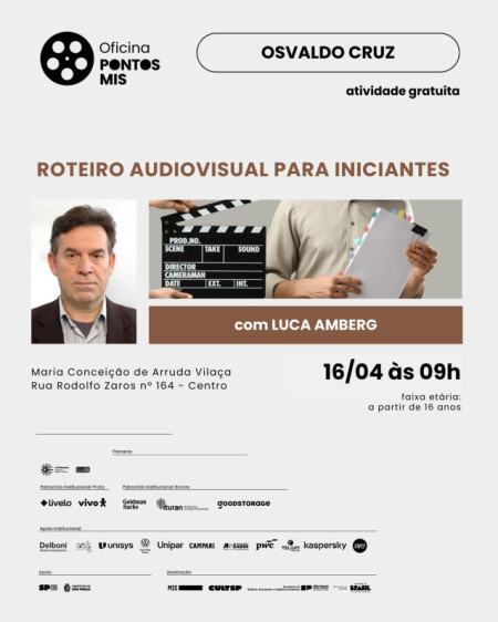 ProgramaÃ§Ã£o do Pontos MIS traz filmes e oficina gratuita em Osvaldo Cruz no mÃªs de abril