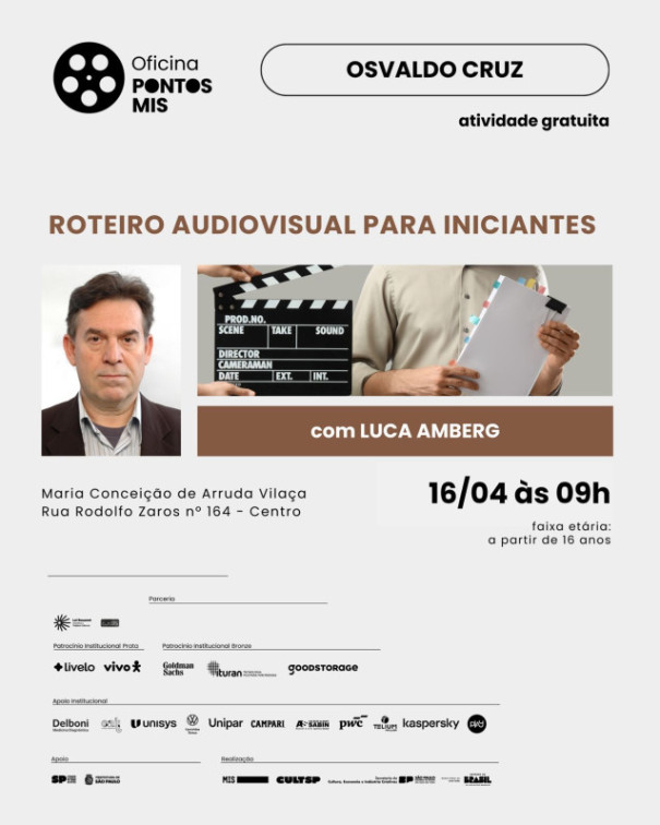 Programação do Pontos MIS traz filmes e oficina gratuita em Osvaldo Cruz no mês de abril