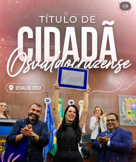 Deputada LetÃ­cia Aguiar recebe tÃ­tulo de CidadÃ£ Osvaldocruzense