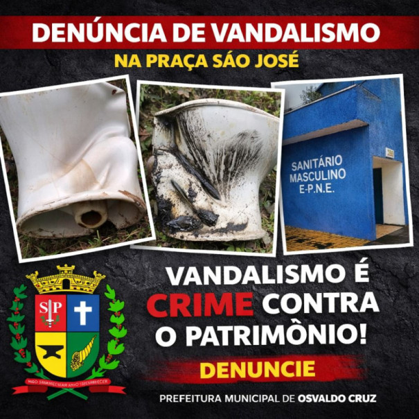 Vandalismo na Praça São José deixa banheiro masculino interditado 