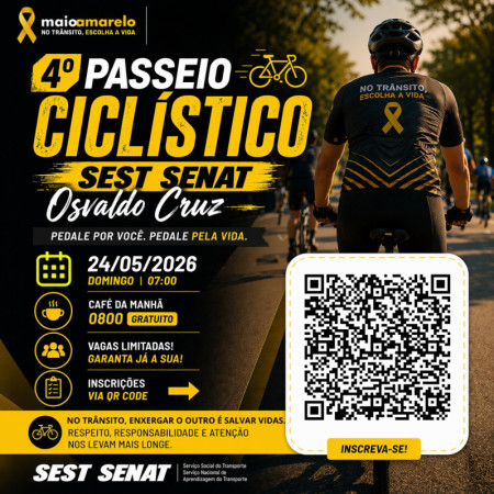 SEST SENAT Osvaldo Cruz Promove 4Âº Passeio CiclÃ­stico Focado na SeguranÃ§a no TrÃ¢nsito