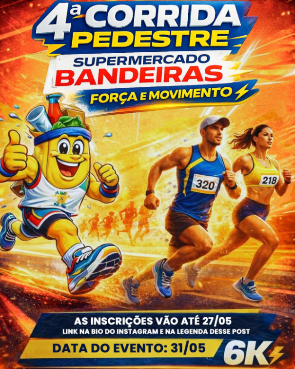 Supermercado Bandeiras promove 4ª Corrida Pedestre e Caminhada no dia 31 de maio em Osvaldo Cruz
