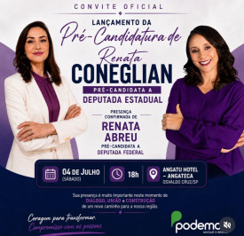 Ex-secretÃ¡ria de SaÃºde de OC, Renata Coneglian anuncia lanÃ§amento de prÃ©-candidatura Ã  Assembleia Legislativa