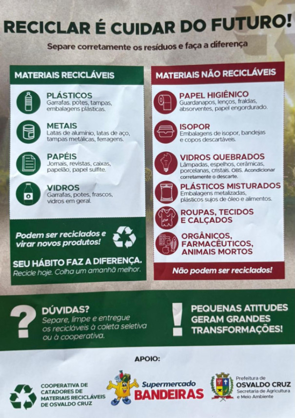 Coopcoc Inicia Campanha para Orientar População sobre Reciclagem em Osvaldo Cruz