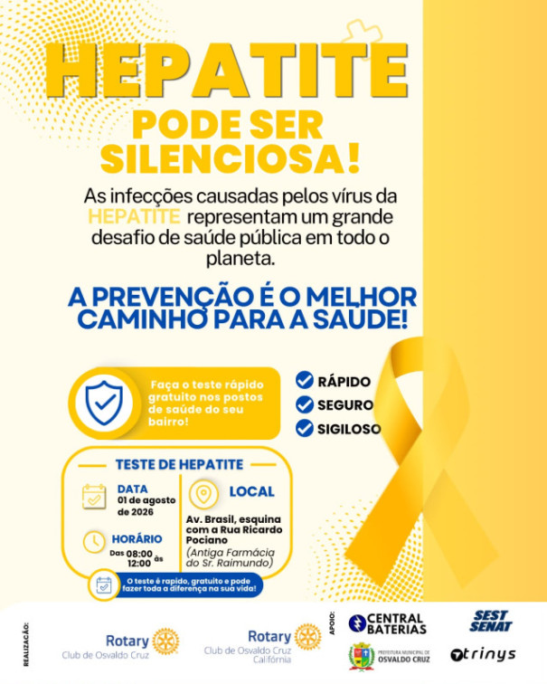 Rotary Club Osvaldo Cruz e Rotary Califórnia realizam a campanha ‘Hepatite Zero’ em Osvaldo Cruz