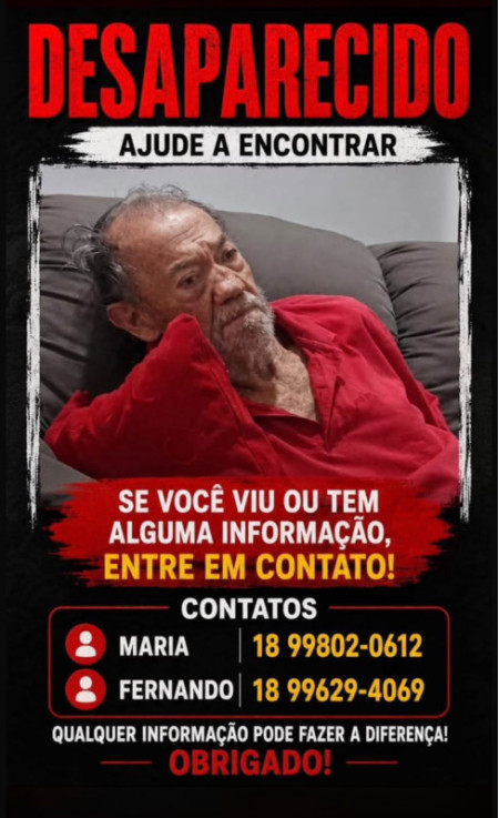 FamÃ­lia procura por Toninho, desaparecido em Osvaldo Cruz