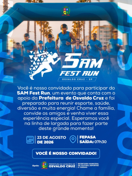 Osvaldo Cruz sedia a corrida de rua â5AM Fest Runâ neste domingo com mais de 700 atletas