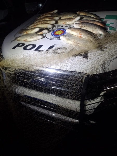 Tarrafa e quase 20 quilos de peixes sÃ£o apreendidos no Rio AguapeÃ­ em LucÃ©lia