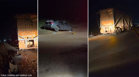 Acidente entre carro e bitrem canavieiro deixa homem ferido na vicinal de Bastos