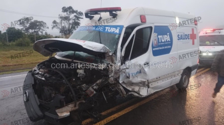 AmbulÃ¢ncia de TupÃ£ se envolve em acidente na SP-294; vitimas em estado leve foram socorridas