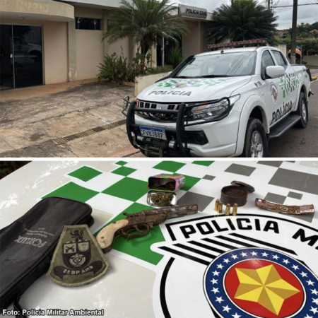 Homem Ã© preso com arma de fogo e muniÃ§Ãµes em vicinal de RinÃ³polis