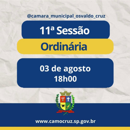 CÃ¢mara Municipal de Osvaldo Cruz prepara retorno das SessÃµes OrdinÃ¡rias 
