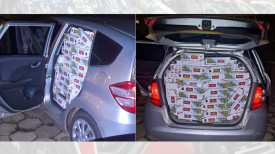 Carro lotado de cigarros contrabandeados do Paraguai Ã© apreendido em Presidente EpitÃ¡cio
