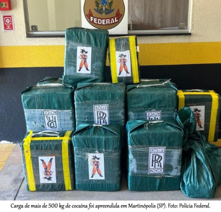 PolÃ­cia Federal apreende 532 kg de cocaÃ­na apÃ³s pouso de aviÃ£o em MartinÃ³polis