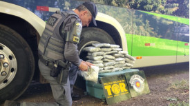Colombiano Ã© preso pelo TOR com mais de 15 kg de droga em Ã´nibus na SP-294, em Pacaembu