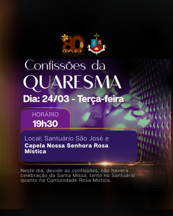 Santuário São José de Osvaldo Cruz realiza mutirão de confissões nesta terça-feira (24)