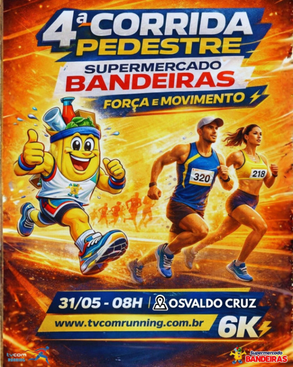 Supermercado Bandeiras organiza 4ª edição de Corrida e Caminhada em Osvaldo Cruz