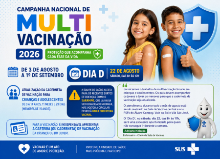 Secretaria de SaÃºde de Osvaldo Cruz realiza Campanha de MultivacinaÃ§Ã£o