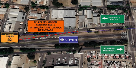 AlÃ§a de acesso Ã  Raposo Tavares serÃ¡ interditada em Presidente Prudente