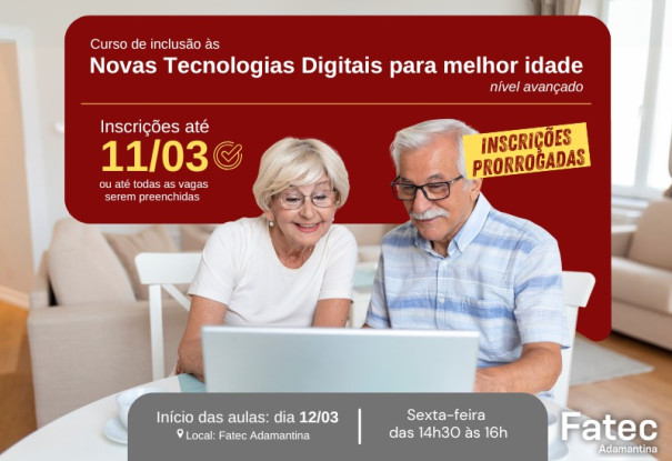 Fatec Adamantina estende prazo de inscrições para curso de inclusão digital avançada