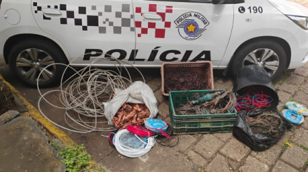 PolÃ­cia Militar apreende fios furtados e registra flagrante de receptaÃ§Ã£o em Adamantina