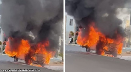 IncÃªndio destrÃ³i veÃ­culo no centro de Iacri