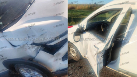 SUV colide com porta de furgÃ£o em rodovia de acesso em Presidente Bernardes