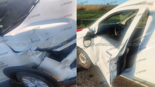 SUV colide com porta de furgão em rodovia de acesso em Presidente Bernardes