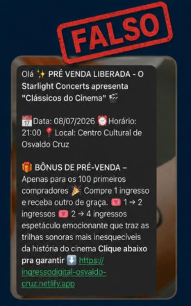 CUIDADO: golpe do falso evento em Osvaldo Cruz