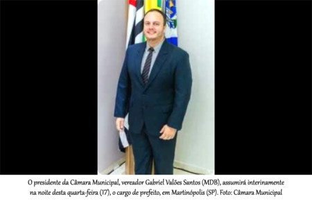 Presidente da CÃ¢mara Municipal assume interinamente cargo de prefeito atÃ© novas eleiÃ§Ãµes em MartinÃ³polis