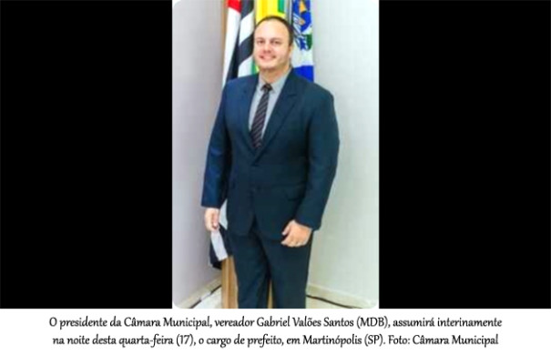 Presidente da Câmara Municipal assume interinamente cargo de prefeito até novas eleições em Martinópolis