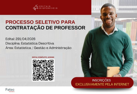 Fatec Adamantina abre inscriÃ§Ãµes para professor de EstatÃ­stica no curso de CiÃªncia de Dados