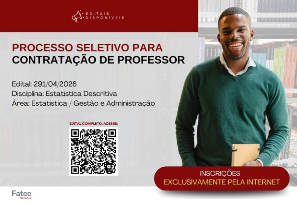 Fatec Adamantina abre inscrições para professor de Estatística no curso de Ciência de Dados