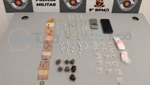 Homem é preso por tráfico de drogas e adolescente é apreendido durante ação da Polícia Militar em Quatá