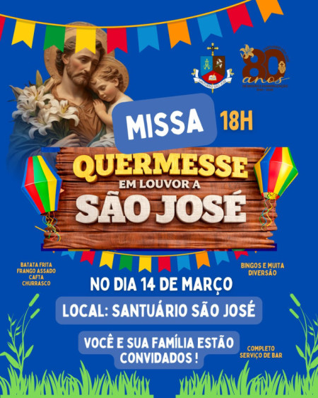 SantuÃ¡rio SÃ£o JosÃ© realiza tradicional Quermesse neste sÃ¡bado em Osvaldo Cruz