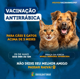 VacinaÃ§Ã£o AntirrÃ¡bica chega Ã  praÃ§a do SantuÃ¡rio Nossa Senhora Aparecida em OC