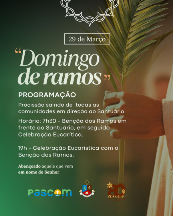Confira a programação do Santuário São José de Osvaldo Cruz para o Domingo de Ramos