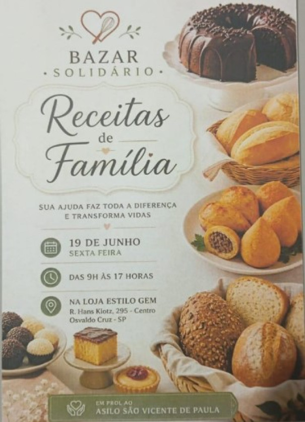 Grupo de voluntárias realiza Bazar Solidário ‘Receitas de Família’ em prol do Lar São Vicente de Paulo