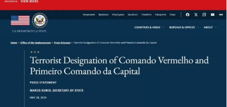 ClassificaÃ§Ã£o do PCC e do CV como terroristas pelos EUA passa a valer a partir desta sexta-feira