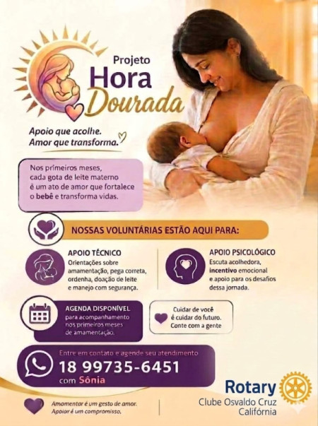 Rotary Club Osvaldo Cruz CalifÃ³rnia lanÃ§a o projeto âHora Douradaâ