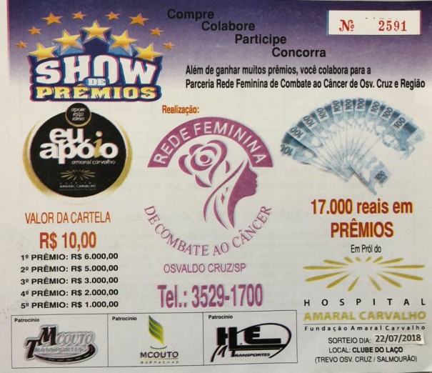 Rede Feminina de Combate ao Cncer de OC anuncia a realizao do Show de Prmios 2018