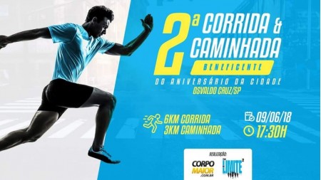 2ª Corrida e Caminhada Beneficente de Aniversário da Cidade acontecerá dia 9 de Junho