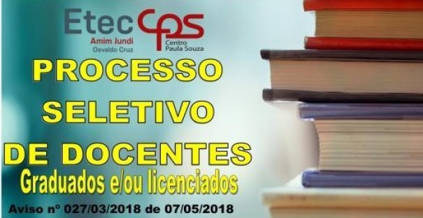 ETEC Amim Jundi abre Processo Seletivo para Docentes