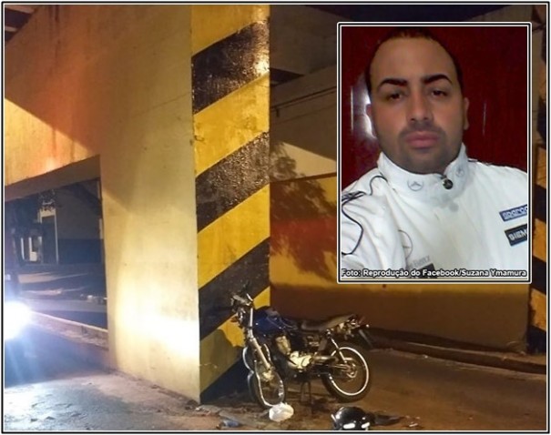 Motociclista morre ap�s colis�o contra pontilh�o em Tup�