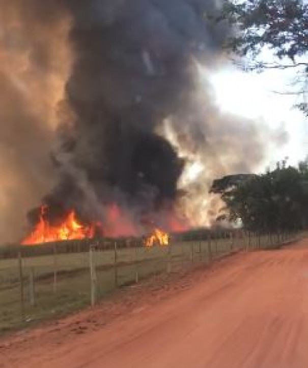 Incndio de grandes propores atinge vegetao na Fazenda Ipameri, entre Osvaldo Cruz e Salmouro