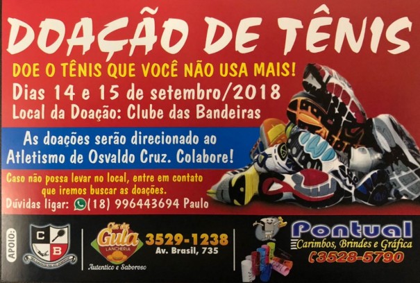 Solidariedade: Campanha de arrecadao de tnis para o Atletismo de OC