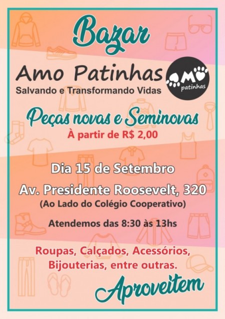 'Amo Patinhas' realiza mais um Bazar Beneficente 