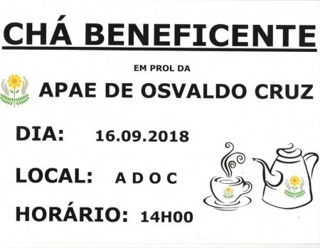 APAE de Osvaldo Cruz realiza Chá Beneficente neste domingo (16)